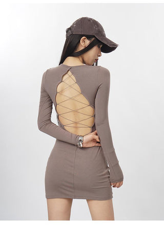 Black backless slim fit dress