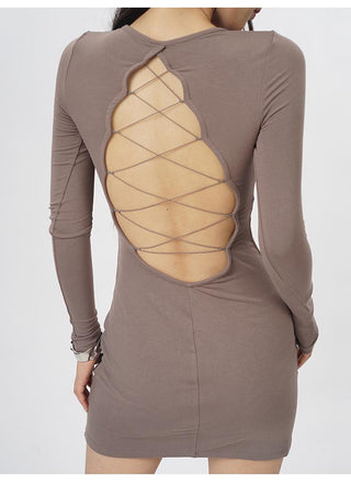 Black backless slim fit dress