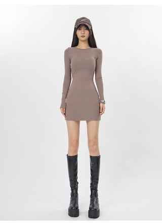 Black backless slim fit dress