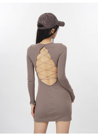 Black backless slim fit dress