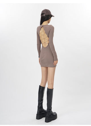 Black backless slim fit dress