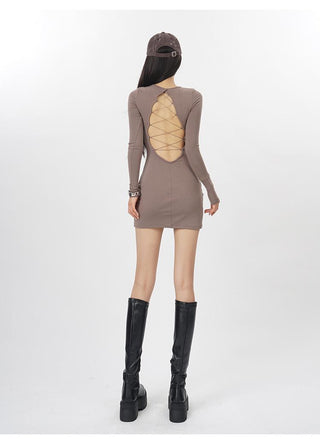 Black backless slim fit dress
