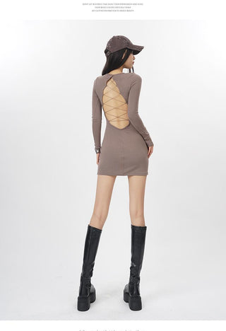 Black backless slim fit dress