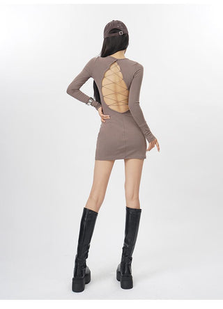 Black backless slim fit dress