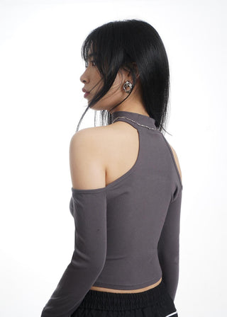 One shoulder halter neck top