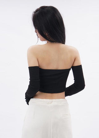 Off-shoulder crop tube top