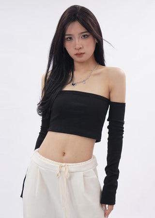 Off-shoulder crop tube top