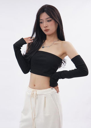 Off-shoulder crop tube top
