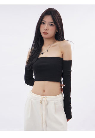 Off-shoulder crop tube top
