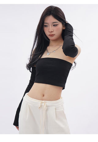 Off-shoulder crop tube top