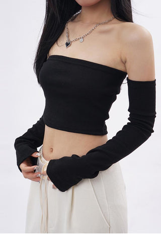 Off-shoulder crop tube top
