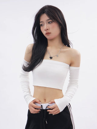 Off-shoulder crop tube top