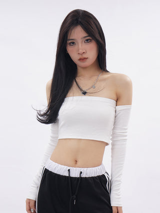 Off-shoulder crop tube top