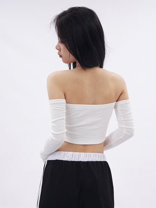 Off-shoulder crop tube top