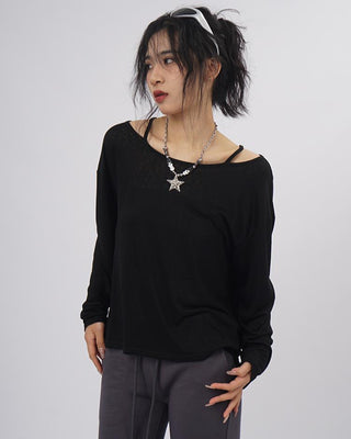 Oversize long-sleeved top