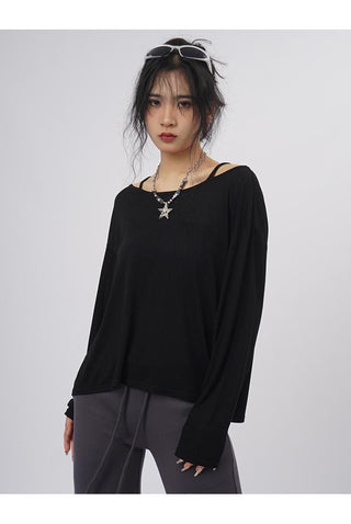 Oversize long-sleeved top