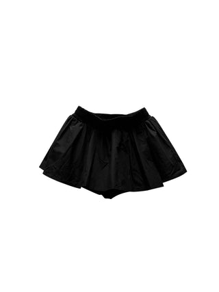 Elastic waist black A-line two-piece skirt pants