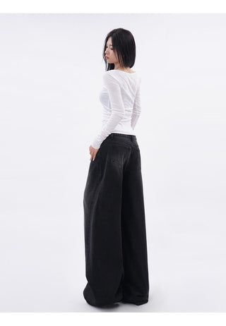 U-neck mesh slim T-shirt