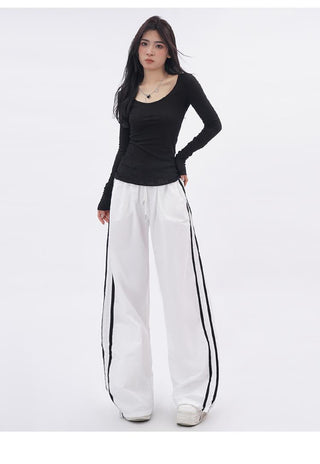 U-neck mesh slim T-shirt