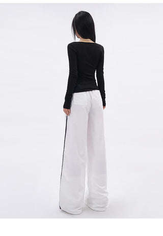 U-neck mesh slim T-shirt