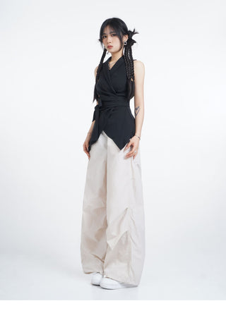 Black suit vest waistcoat with tie