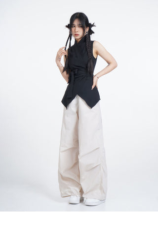 Black suit vest waistcoat with tie