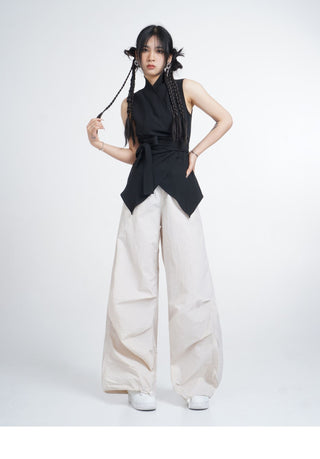 Black suit vest waistcoat with tie