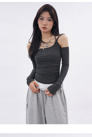 Y2k Off-shoulder halter neck top