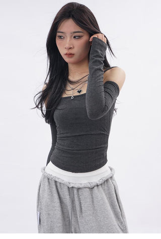 Y2k Off-shoulder halter neck top