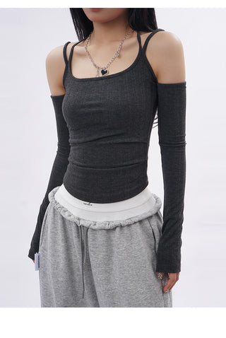 Y2k Off-shoulder halter neck top