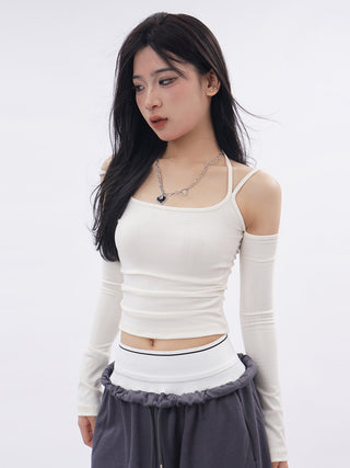 Y2k Off-shoulder halter neck top
