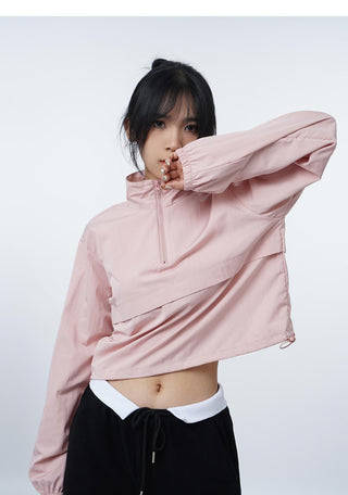 Stand collar drawstring outdoor jacket