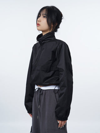 Stand collar drawstring outdoor jacket
