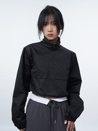 Stand collar drawstring outdoor jacket