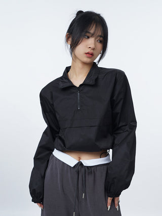Stand collar drawstring outdoor jacket