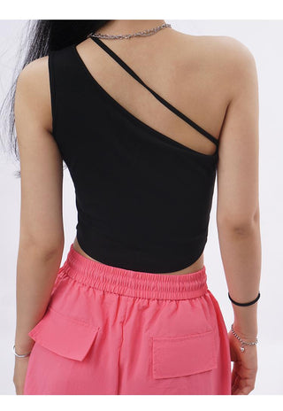 Off-shoulder sporty tube top with pad