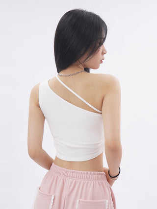 Off-shoulder sporty tube top with pad