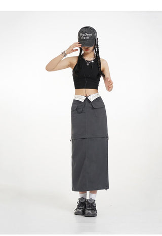 Y2k detachable skirt with cuffs