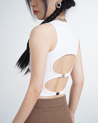 Black hollow backless vest