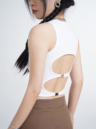 Black hollow backless vest