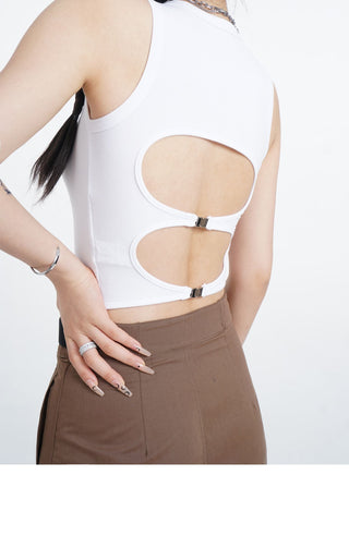 Black hollow backless vest