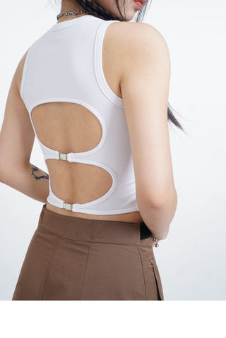 Black hollow backless vest