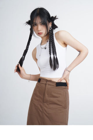 Black hollow backless vest