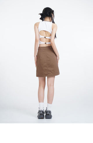 Black hollow backless vest