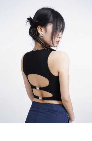 Black hollow backless vest