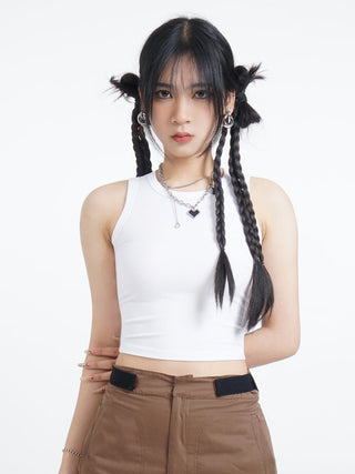 Black hollow backless vest