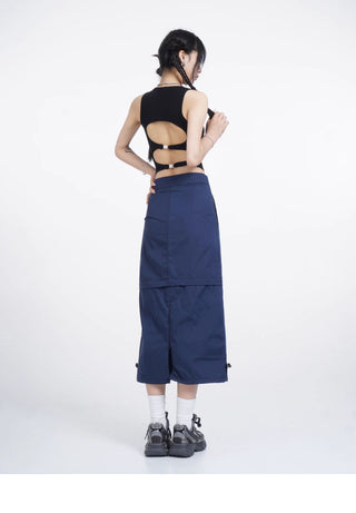 Black hollow backless vest