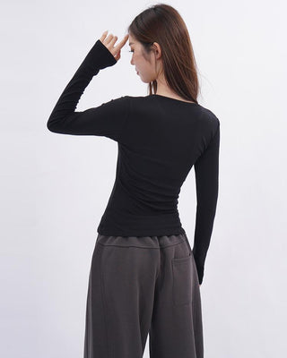 Fake two-piece v-neck T-shirt