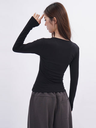 Fake two-piece v-neck T-shirt