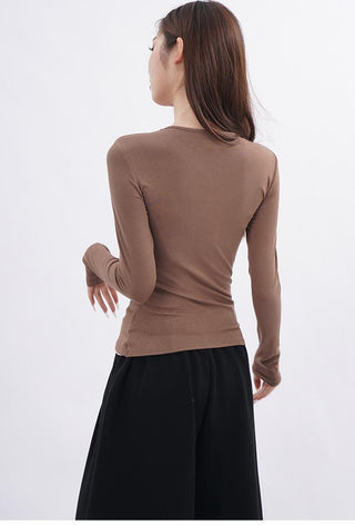 Double-layer fake two-piece slim T-shirt